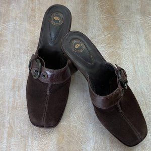 NURTURE BY LAMAZE BROWN SUEDE PLATFORM MULES